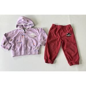 Lot of 2 Roots Baby Full Zip Hoodie and Pull On Joggers Pants Girl 18M - 24M